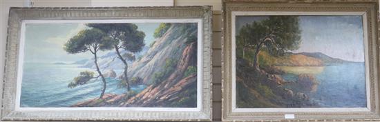 J. Vincent Mediterranean coastal landscape 48 x 99cm